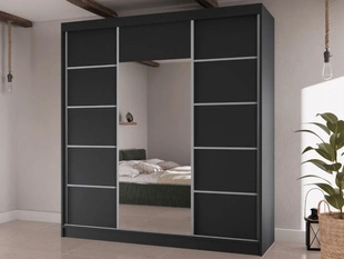 Schiebetürenschrank mit Spiegel 200 cm Maia Schwarz