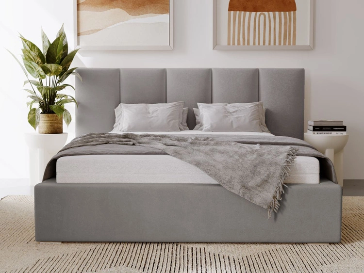 Polsterbett mit Bettkasten und Lattenrost 160x200 Lizbona Grau