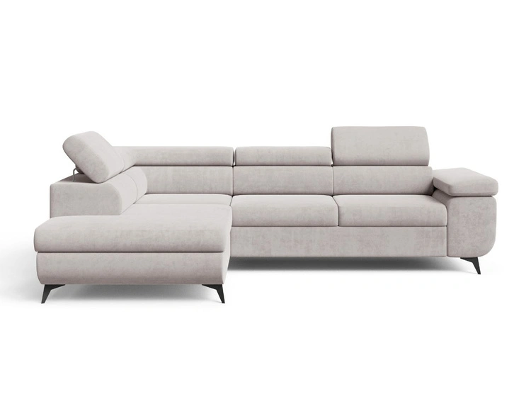 Ecksofa L-Form mit Schlaffunktion und Bettkasten Argon Links Grau