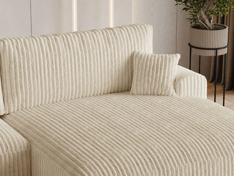 Ecksofa L-Form mit Schlaffunktion und Bettkasten Serene Rechts Beige