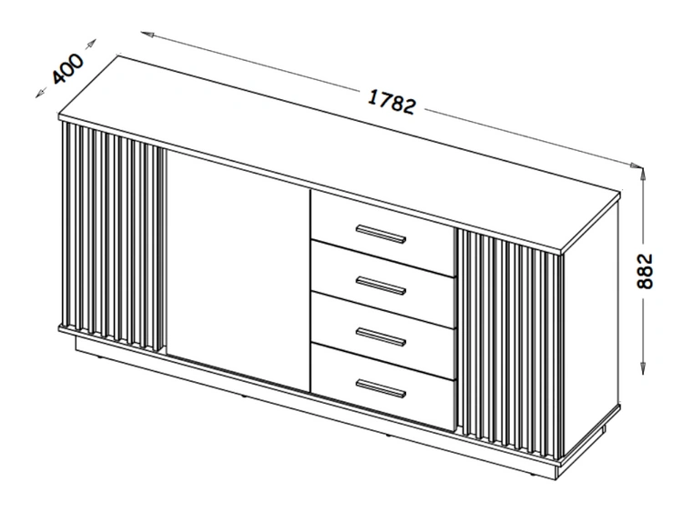 Schlafzimmermöbelset im Industriestil Lavore Wotan Eiche, Schwarz matt