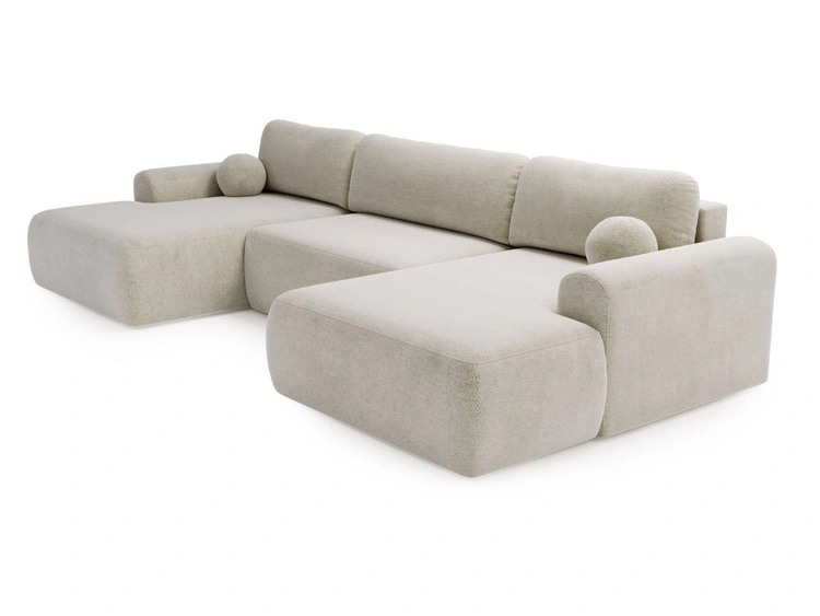 Wohnlandschaft mit Schlaffunktion und Bettkasten Savana Hellbeige