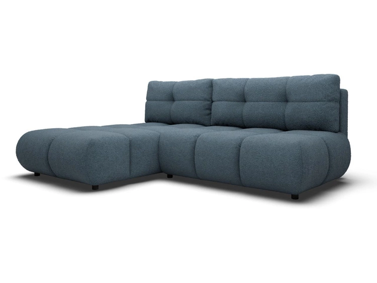 Ecksofa mit Schlaffunktion und Bettkasten Links Milet Dunkelblau