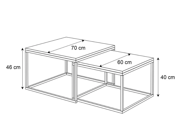 Couchtisch auf schwarzem Metallrahmen Asumi Schwarz 40x46
