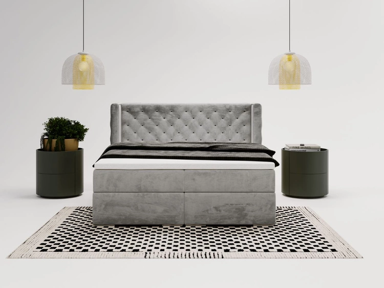Boxspringbett mit Bettkasten 180x200 Lion Grau