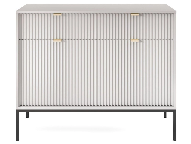 Kommode mit Türen und Schubladen Amber Grau, Schwarz Frame