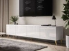 TV-Lowboard mit Türen auf Goldenen Metallbeinen 200 cm Nodoo Weiß Hochglanz