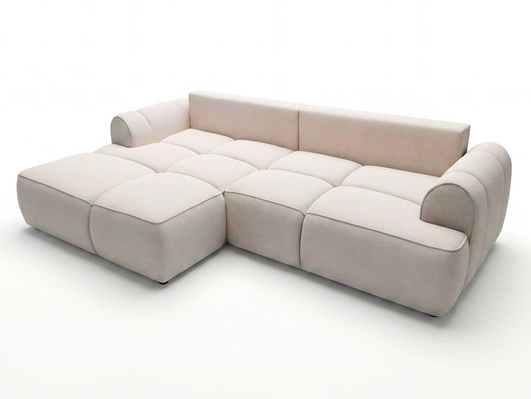 Ecksofa L-Form Links mit Schlaffunktion und Bettkasten Bonno Beige
