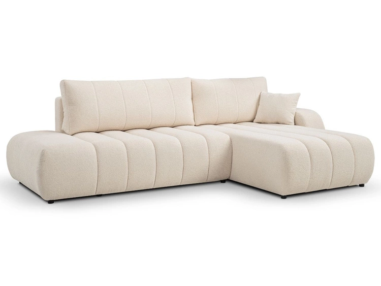 Ecksofa mit Schlaffunktion und Bettkasten Rechts Adoro Hellbeige