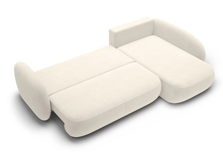 Ecksofa mit Schlaffunktion und Bettkasten Rechts Carino Creme