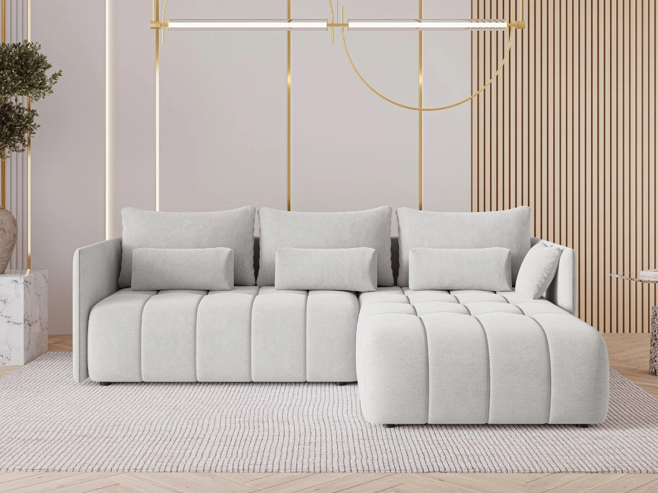 Ecksofa L-Form mit Schlaffunktion und Bettkasten Ardi Grau