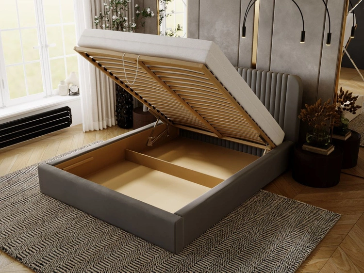 Polsterbett mit Bettkasten und Lattenrost 120x200 Malmo Grau