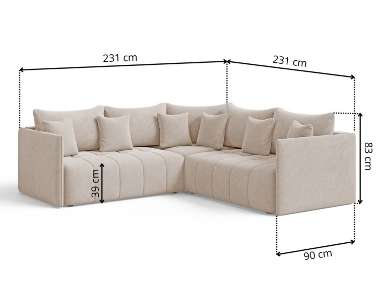 Ecksofa L-Form mit Schlaffunktion und Bettkasten Ardi L Beige
