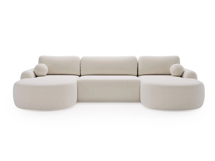 Wohnlandschaft mit Schlaffunktion und Bettkasten Aurio Weiß