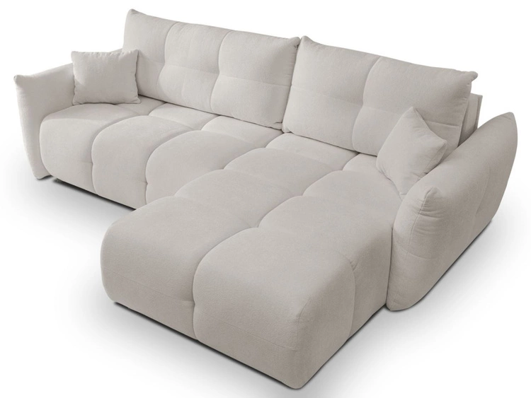 Ecksofa L-Form mit Schlaffunktion und Bettkasten Bene Hellgrau