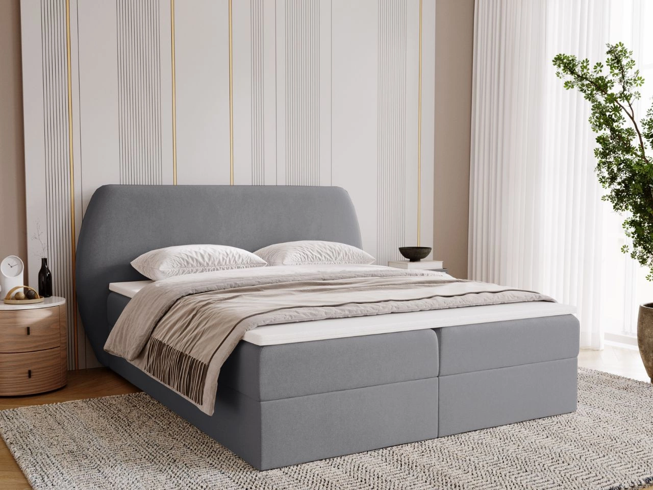 Boxspringbett mit Bettkasten 140x200 Bogota Dunkelgrau