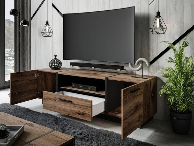 Wohnzimmer-Set im Loft-Stil Lunelie Eiche Flagstaff