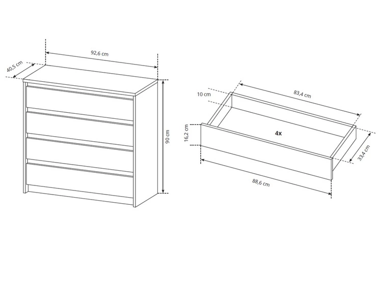 Schlafzimmermöbel-Set Baffi Eiche Craft Gold, Weiß