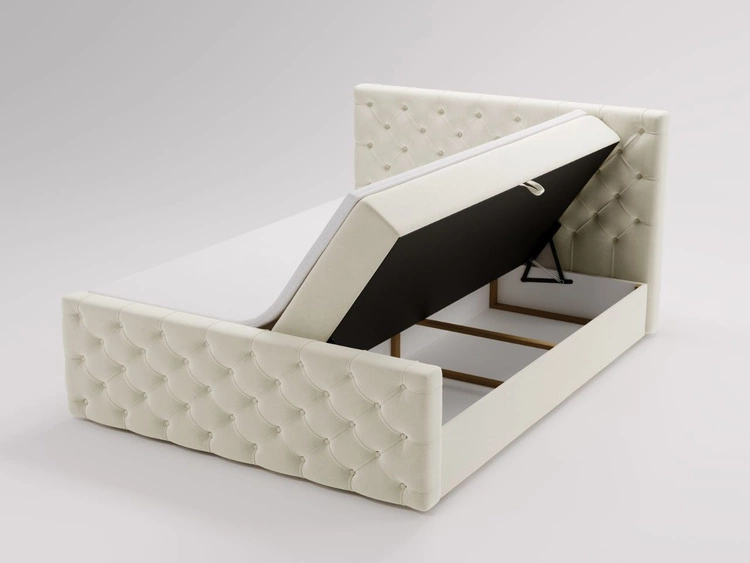 Boxspringbett mit Bettkasten 120x200 Montego Creme