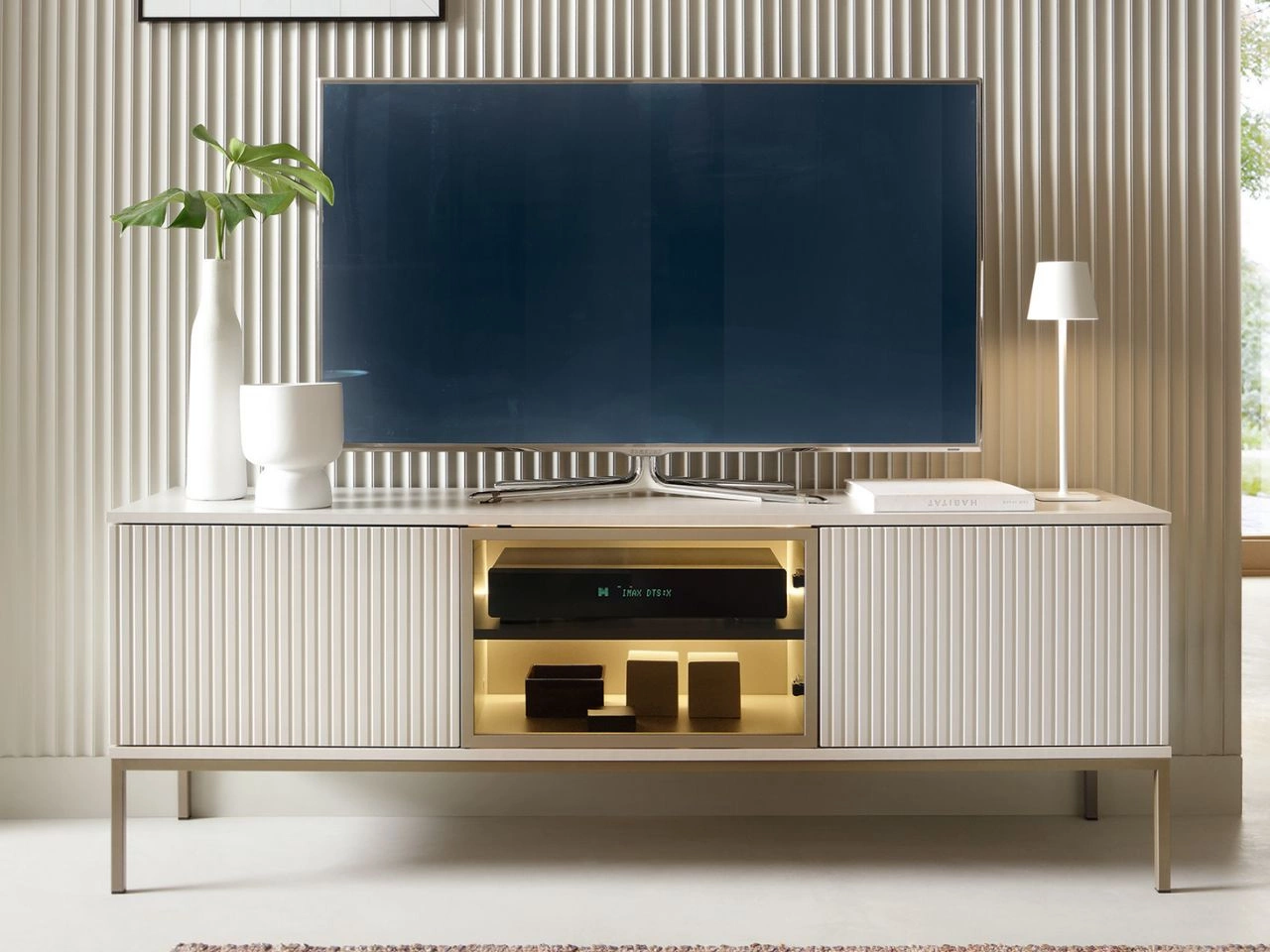 TV-Lowboard mit Türen und Led Deo Kaschmir