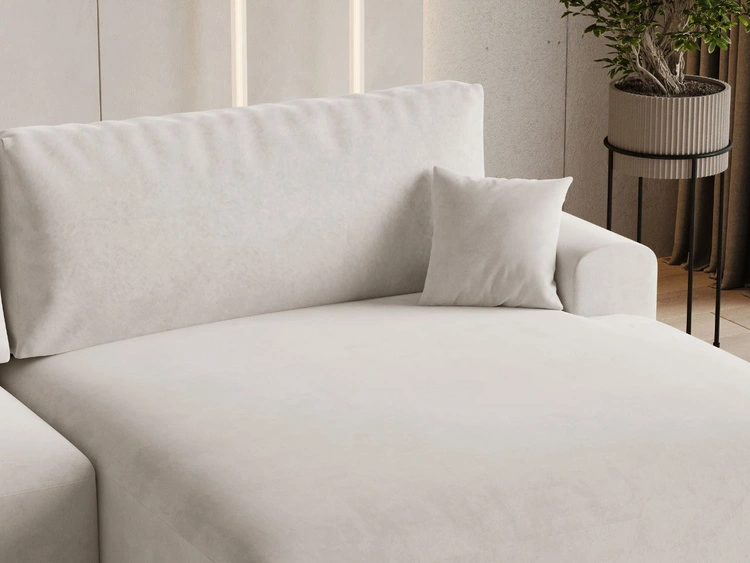 Ecksofa L-Form mit Schlaffunktion und Bettkasten Serene Rechts Hellbeige