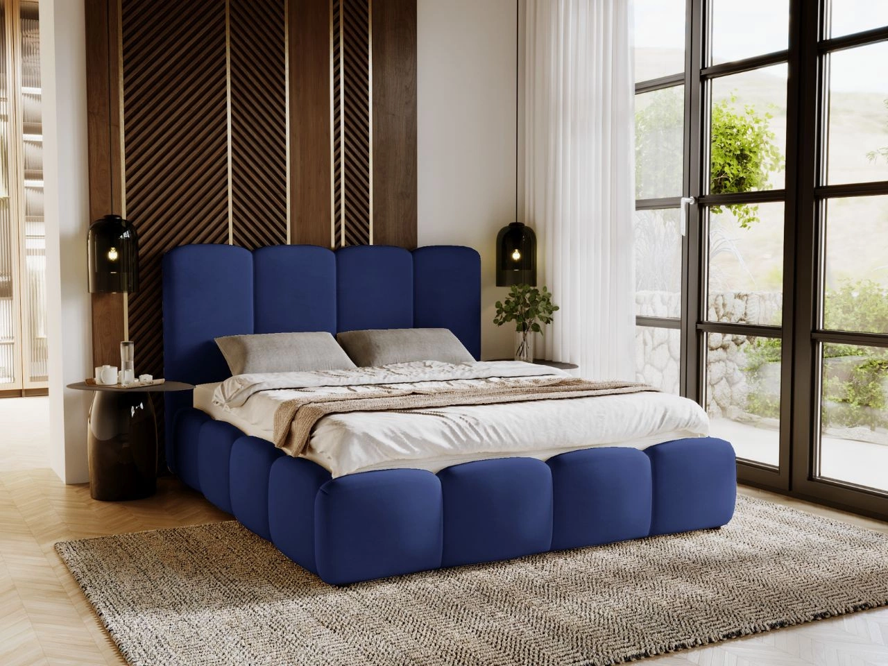 Polsterbett mit Bettkasten und Lattenrost 120x200 Galli Blau