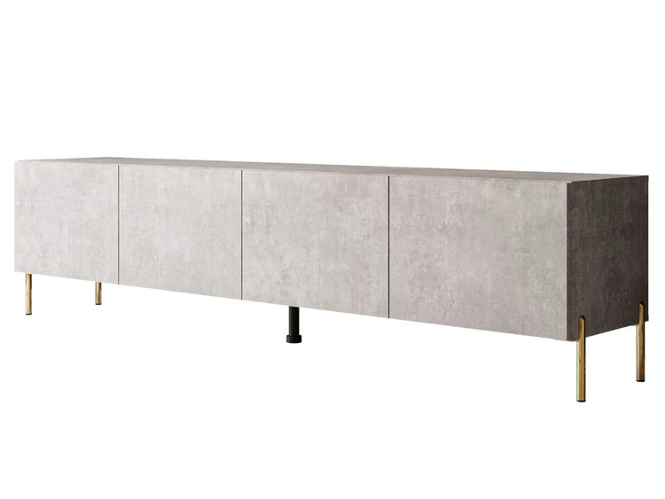 TV-Lowboard mit Türen auf Goldenen Metallbeinen 200 cm Nodoo Beton