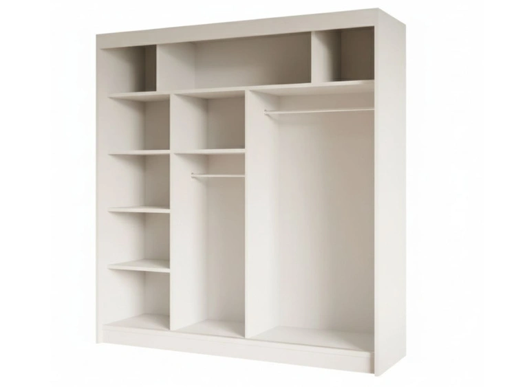 Schiebetürenschrank mit geriffelter Front 200 cm Fano Weiß, Schwarz