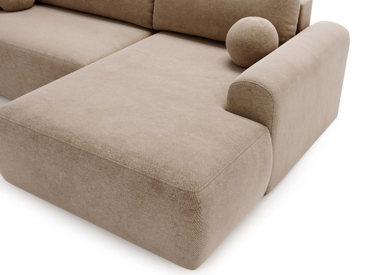Ecksofa L-Form mit Schlaffunktion und Bettkasten Savana Rechts Dunkelbeige