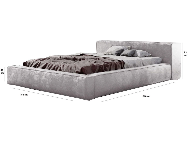 Polsterbett mit Bettkasten und Lattenrost 120x200 Mali Grau