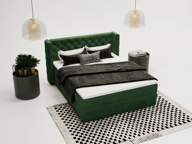 Boxspringbett mit Bettkasten 160x200 Lion Dunkelgrün