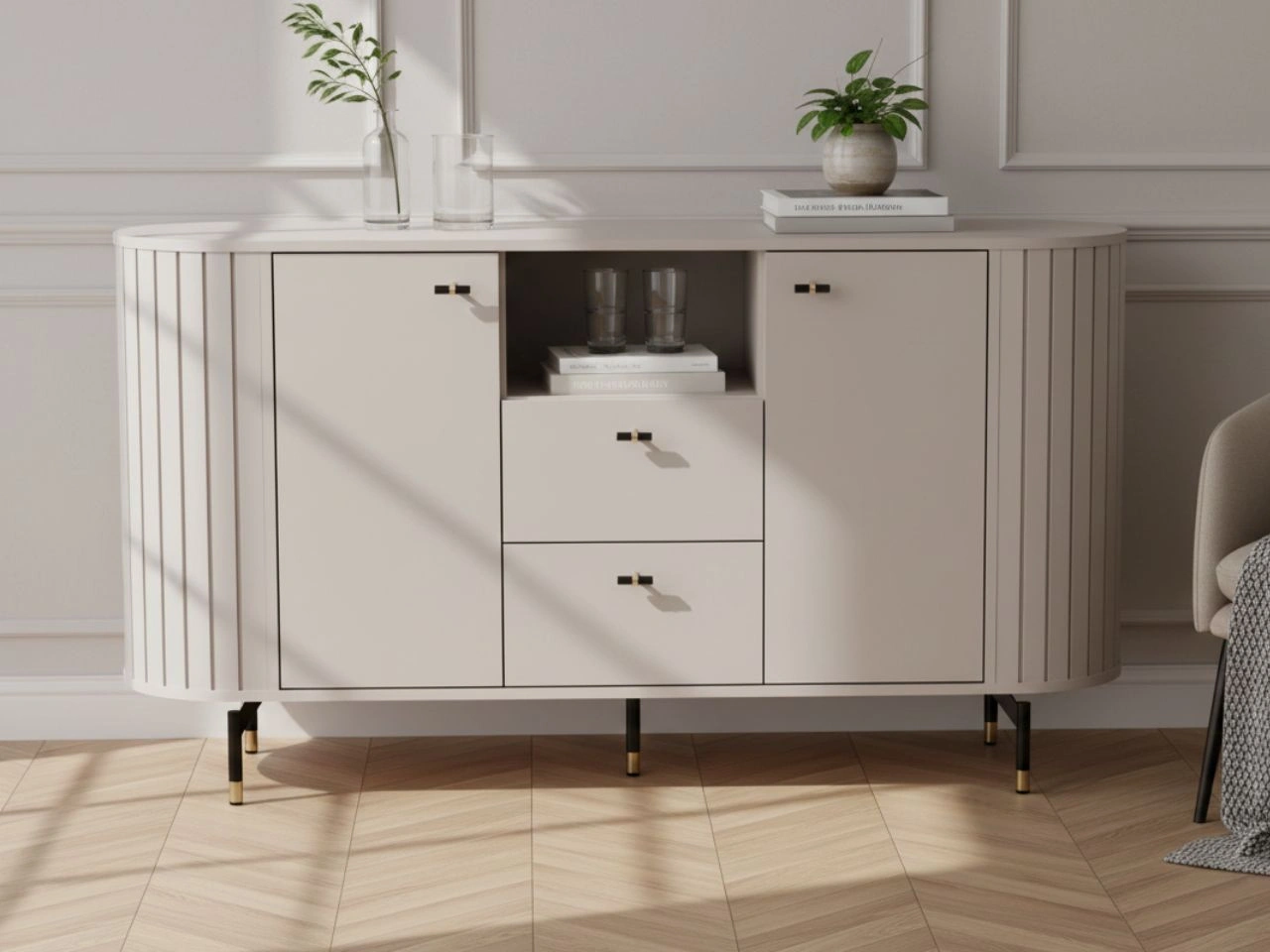 Kommode mit Türen und Schubladen Soria Kaschmir