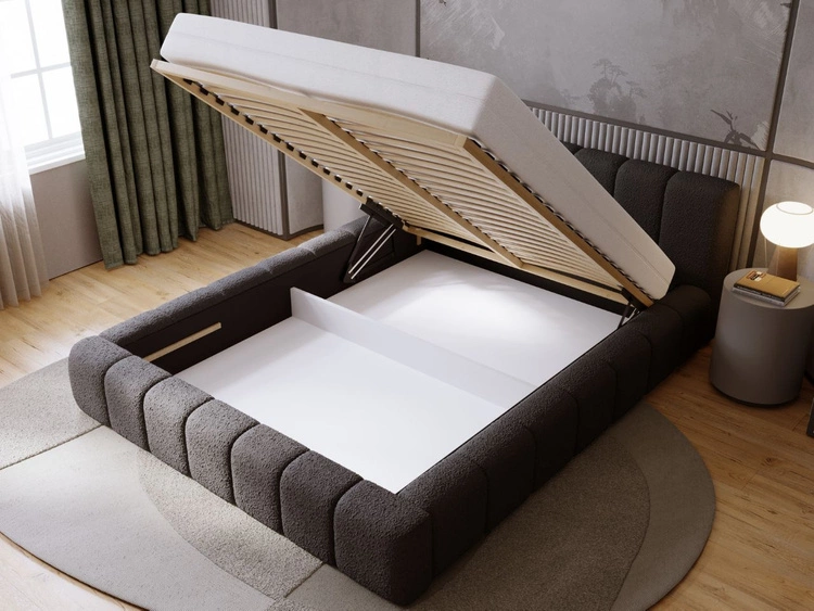 Polsterbett mit Bettkasten und Lattenrost 180x200 Orio Schwarz