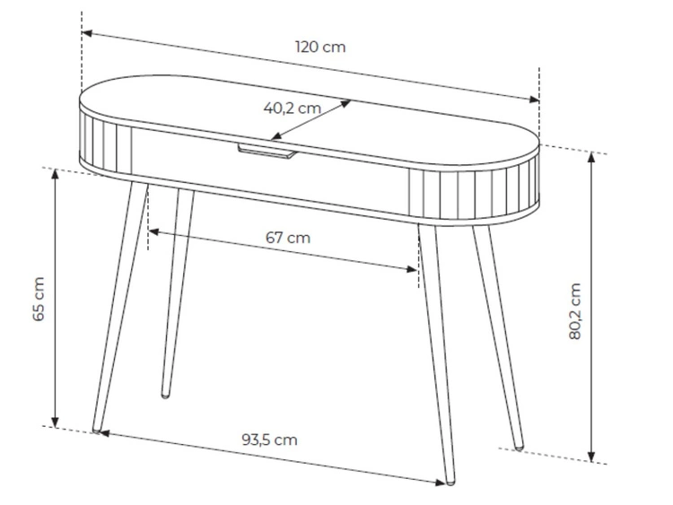 Schminktisch mit schwarzen Metallbeinen Passione Eiche Cremona