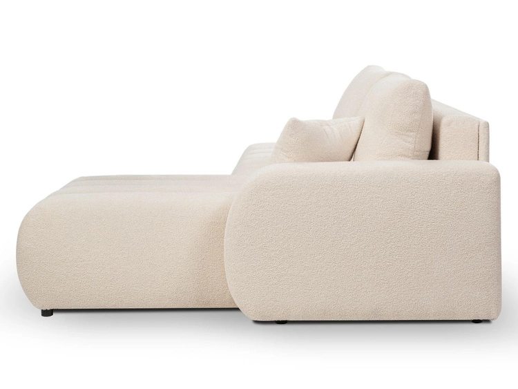 Ecksofa mit Schlaffunktion und Bettkasten Rechts Adoro Hellbeige