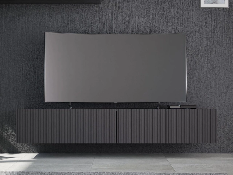 Set mit zwei TV-Lowboard mit Türen 100 cm Kioto Schwarz matt
