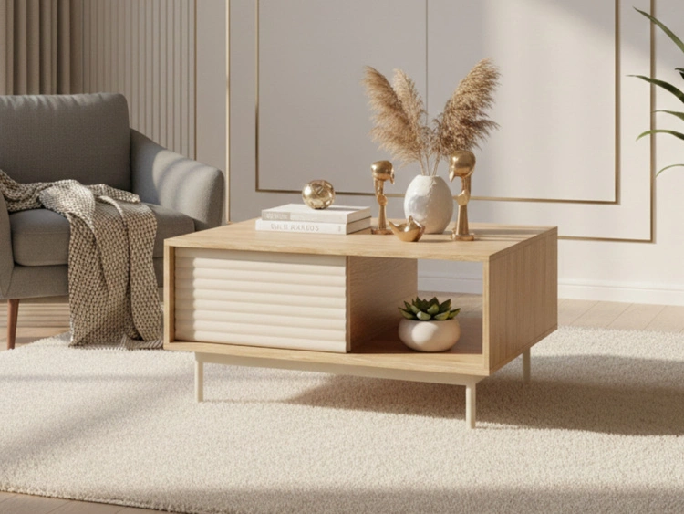 Couchtisch mit Stauraum Rapallo Kaschmir, Eiche geölte