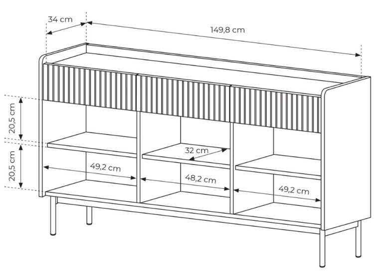 Kommode mit Türen und Schubladen Abios Beige, Scandi Eiche