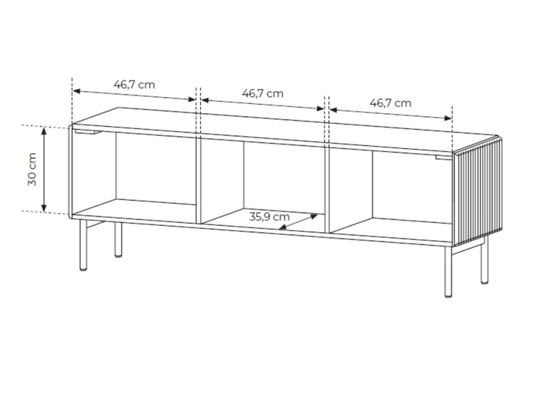 TV-Lowboard mit drei Türen Qualita Schwarz