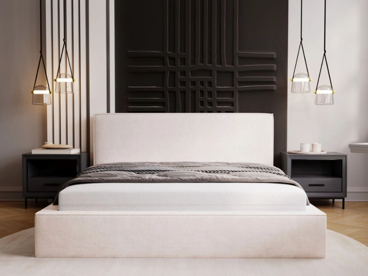 Polsterbett mit Bettkasten und Lattenrost 120x200 Monaco Creme