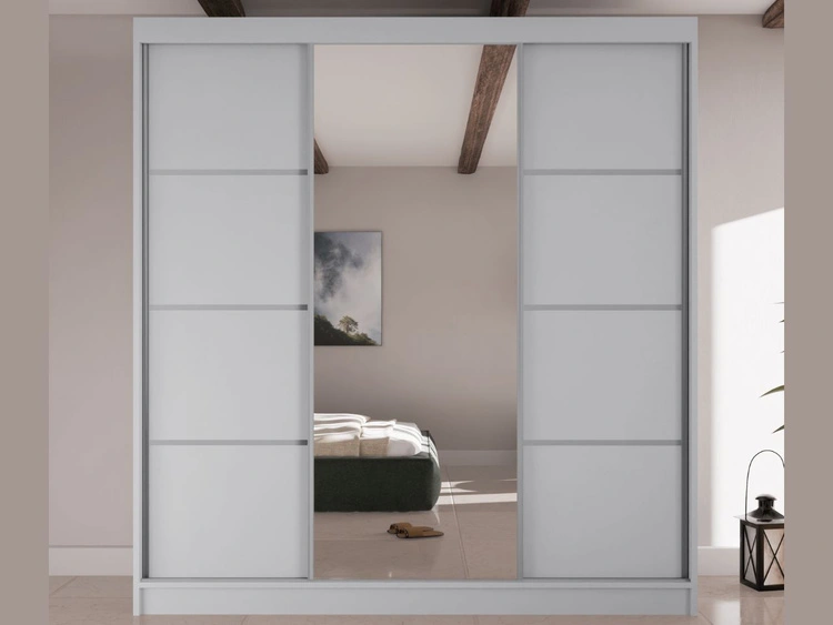 Schiebetürenschrank mit Spiegel 200 cm Vello Weiß