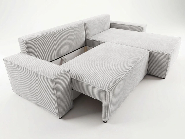 Ecksofa L-Form mit Schlaffunktion und Bettkasten Nivo Grau