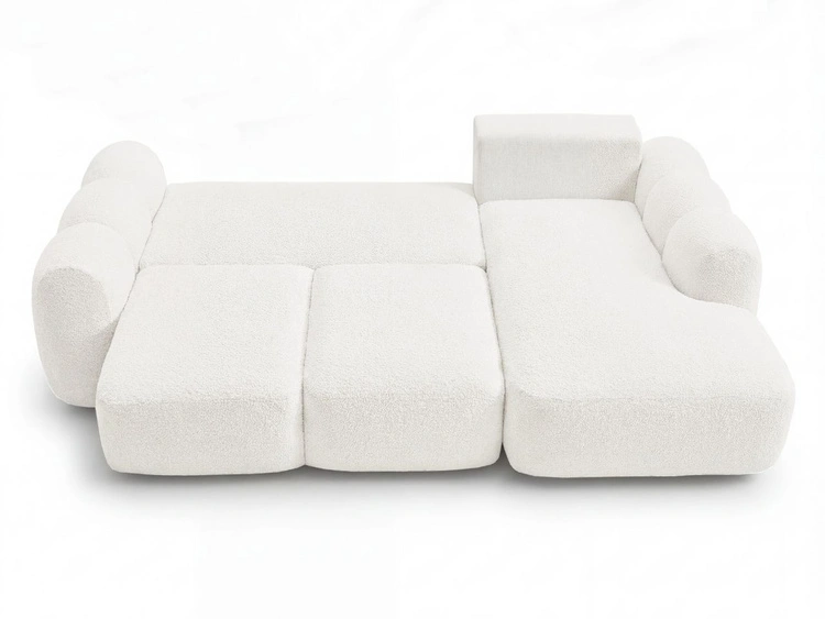 Ecksofa L-Form mit Schlaffunktion und Bettkasten Avelin Rechts Creme