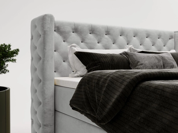 Boxspringbett mit Bettkasten 140x200 Lion Hellgrau