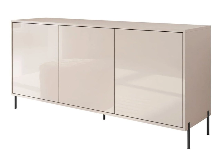 Dreitürige Kommode 154 cm auf schwarzfarbenen Metallbeinen Vivance Kaschmirglanz