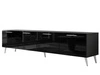 TV-Lowboard mit Türen auf Silbernen Metallbeinen 200 cm Noaé Schwarz Hochglanz