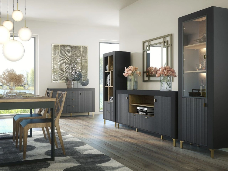 Kommode mit Türen und Schublade Messina Schwarz