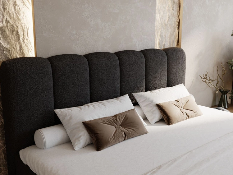 Boxspringbett mit Bettkasten 160x200 Bouclé-Stoff Cloud Schwarz
