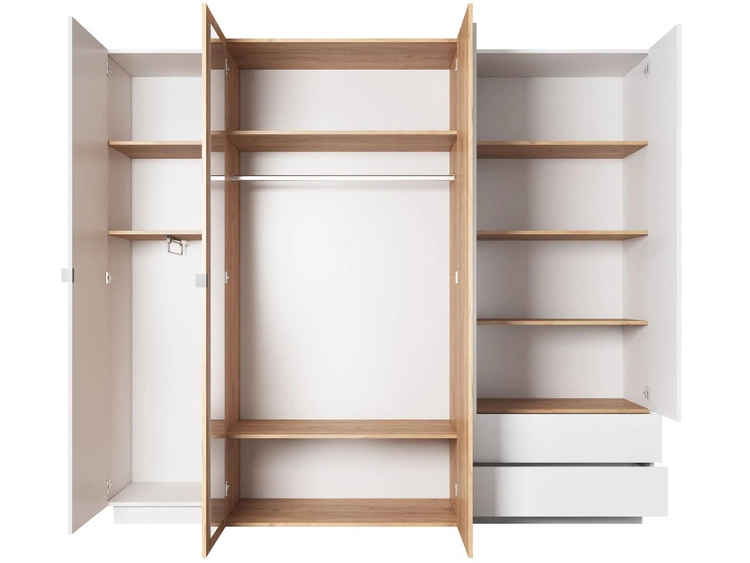 Drehtürenschrank Elegante Morten Weiß, Goldene Craft Eiche