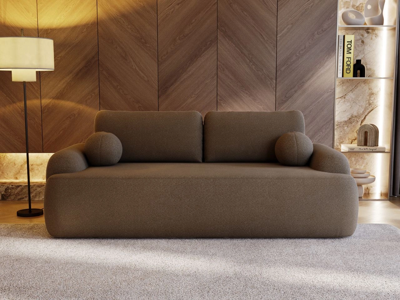 Sofa mit Schlaffunktion und Bettkasten Aurio Braun